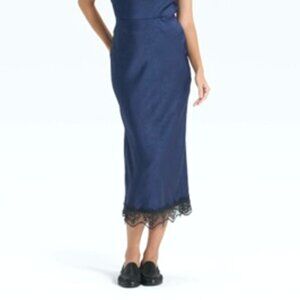 Target Women's Lace Trim Midi Skirt - A New Day™ - Navy - NWT